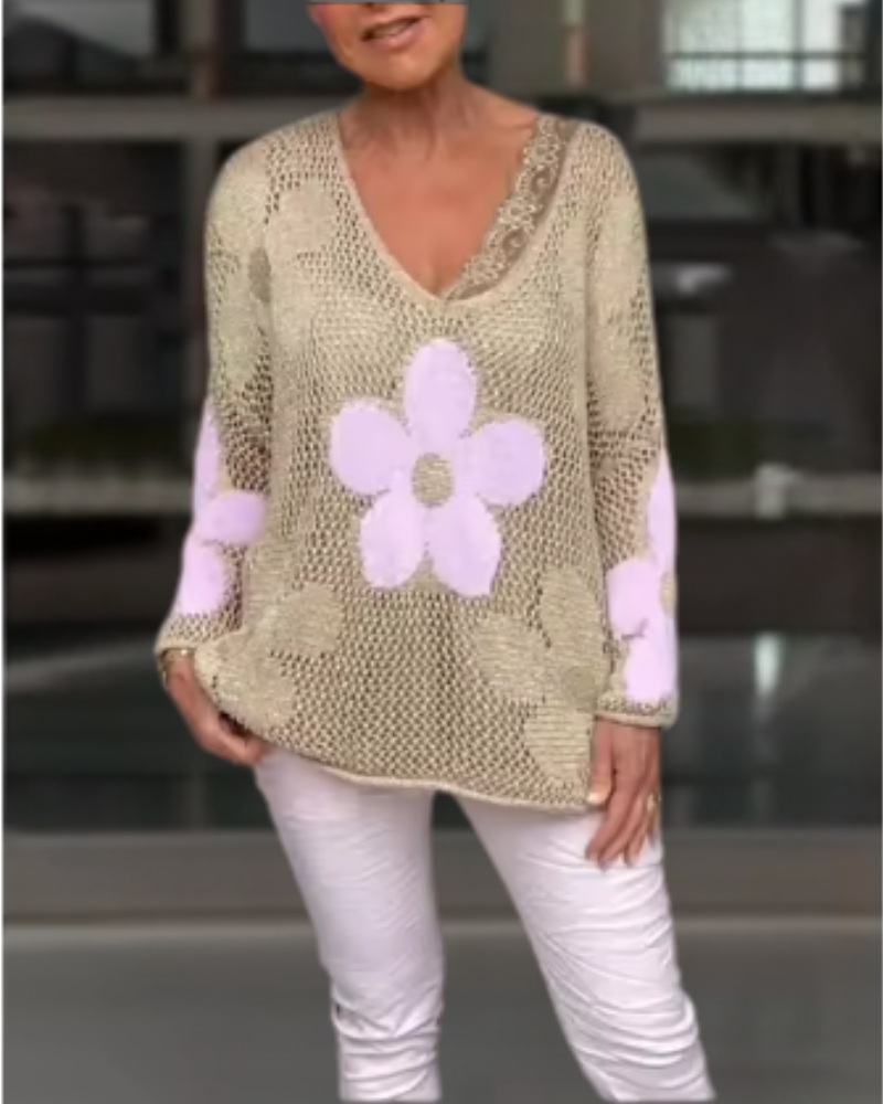 Madova™ | Gebreide top met bloemen