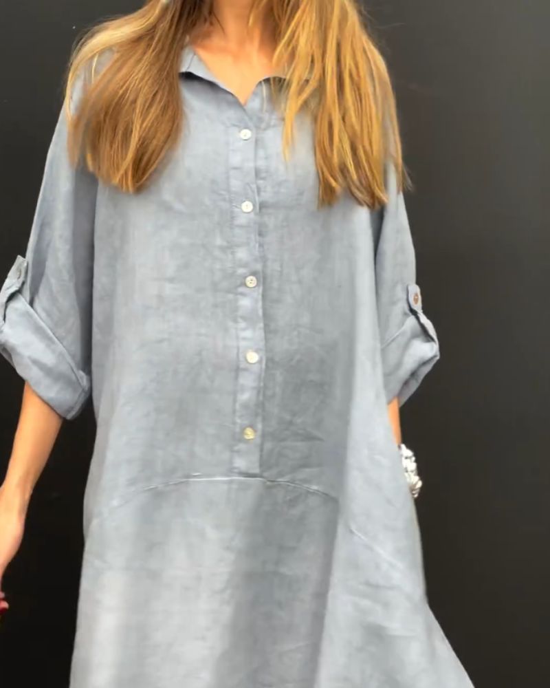 Elanu™ | Katoen en linnen mix jurk