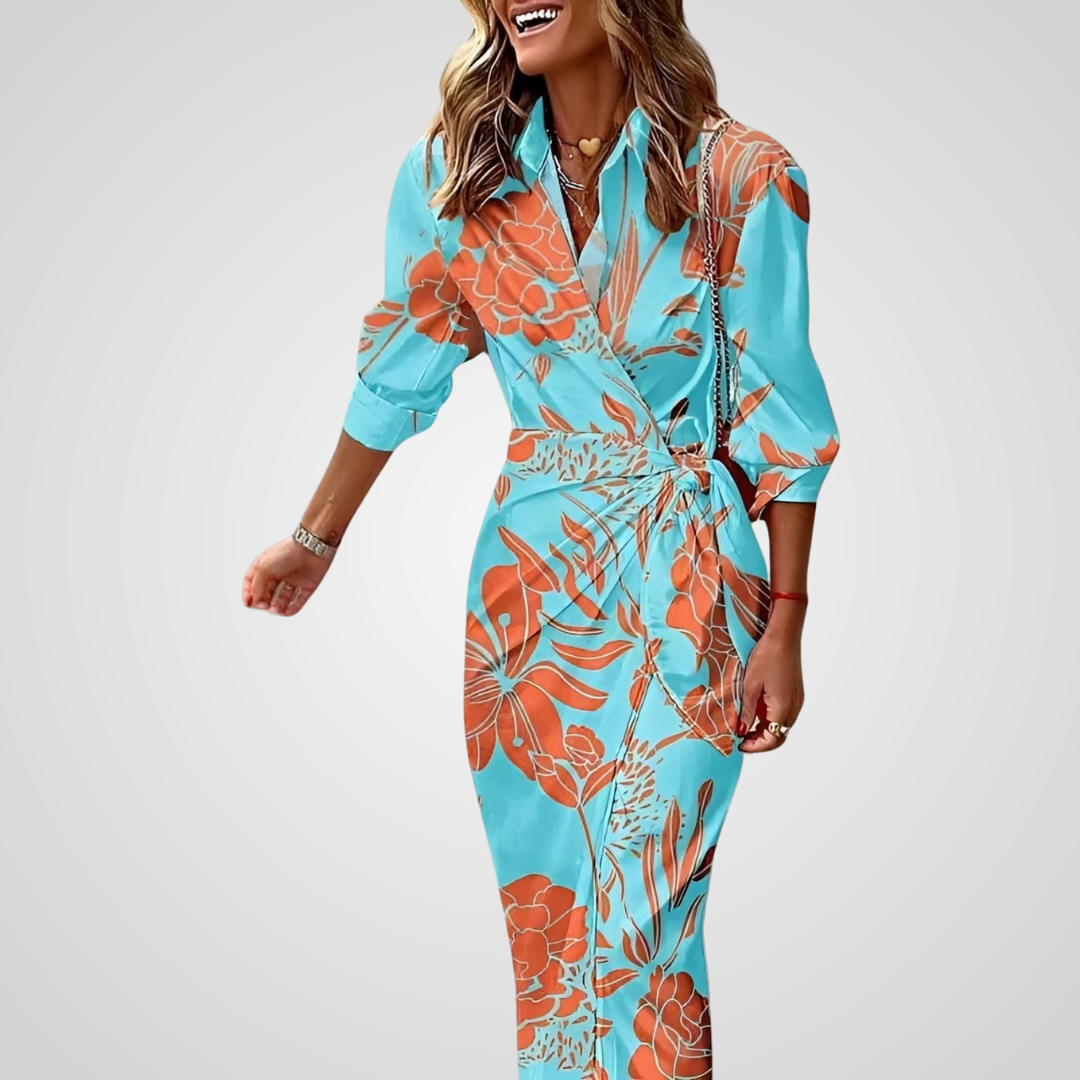 Lori™ | Getailleerde jurk met drie kart mouw