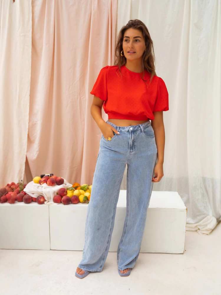 Lorena™ | Cropped blouse met opvallende flair