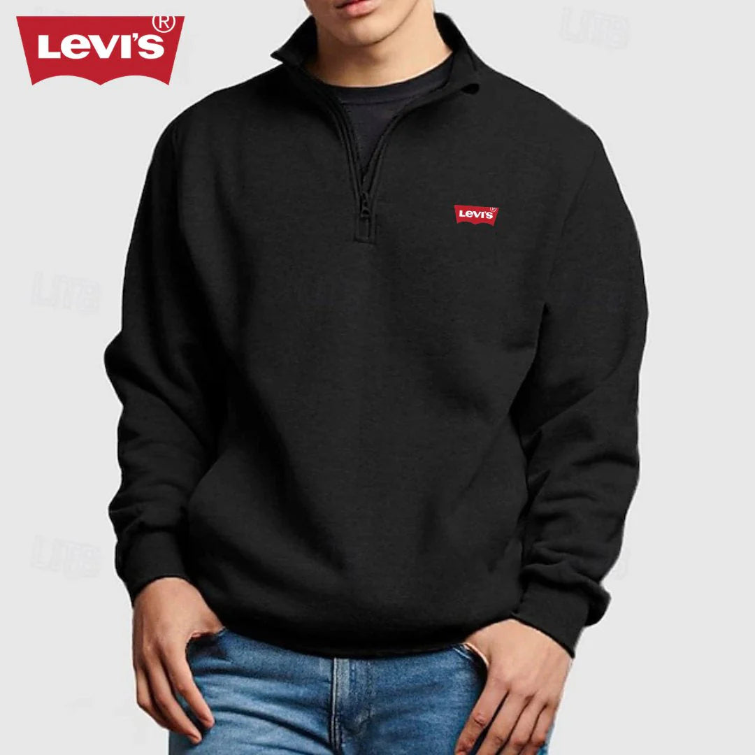 LV™ Heren Zip Polo Pullover Sweatshirt