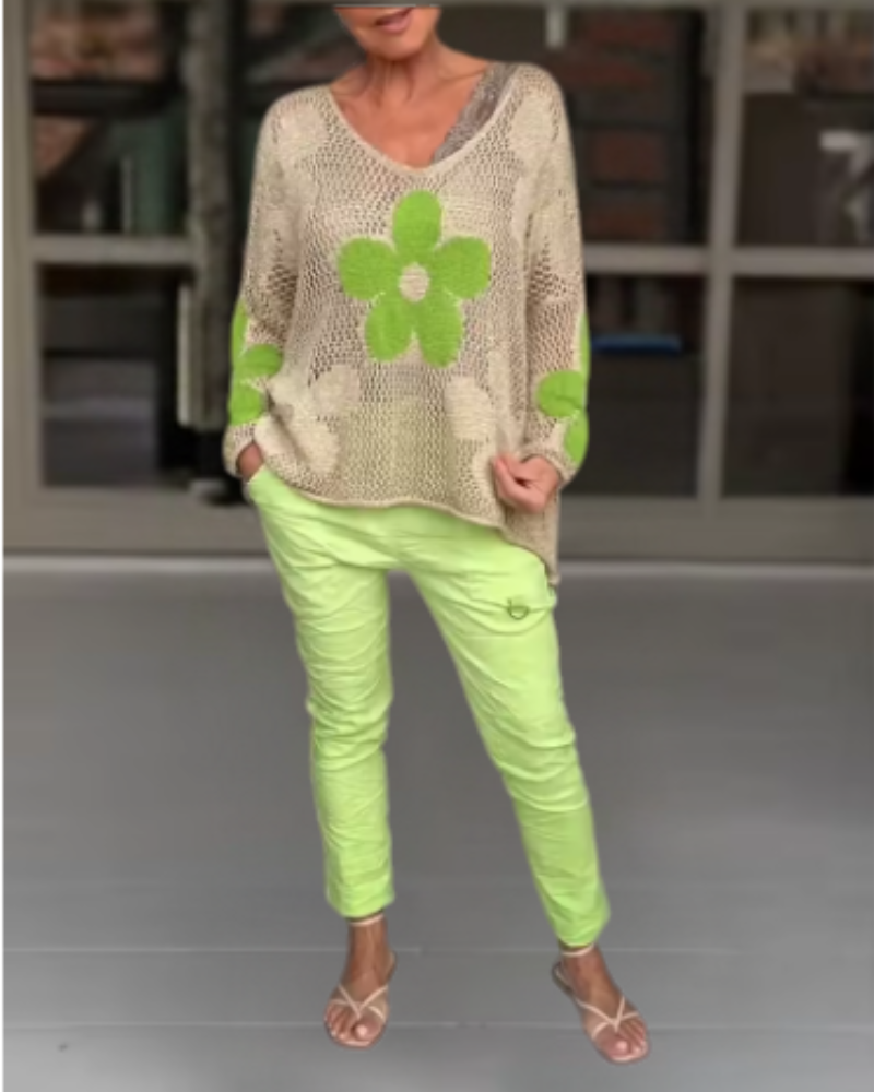 Madova™ | Gebreide top met bloemen