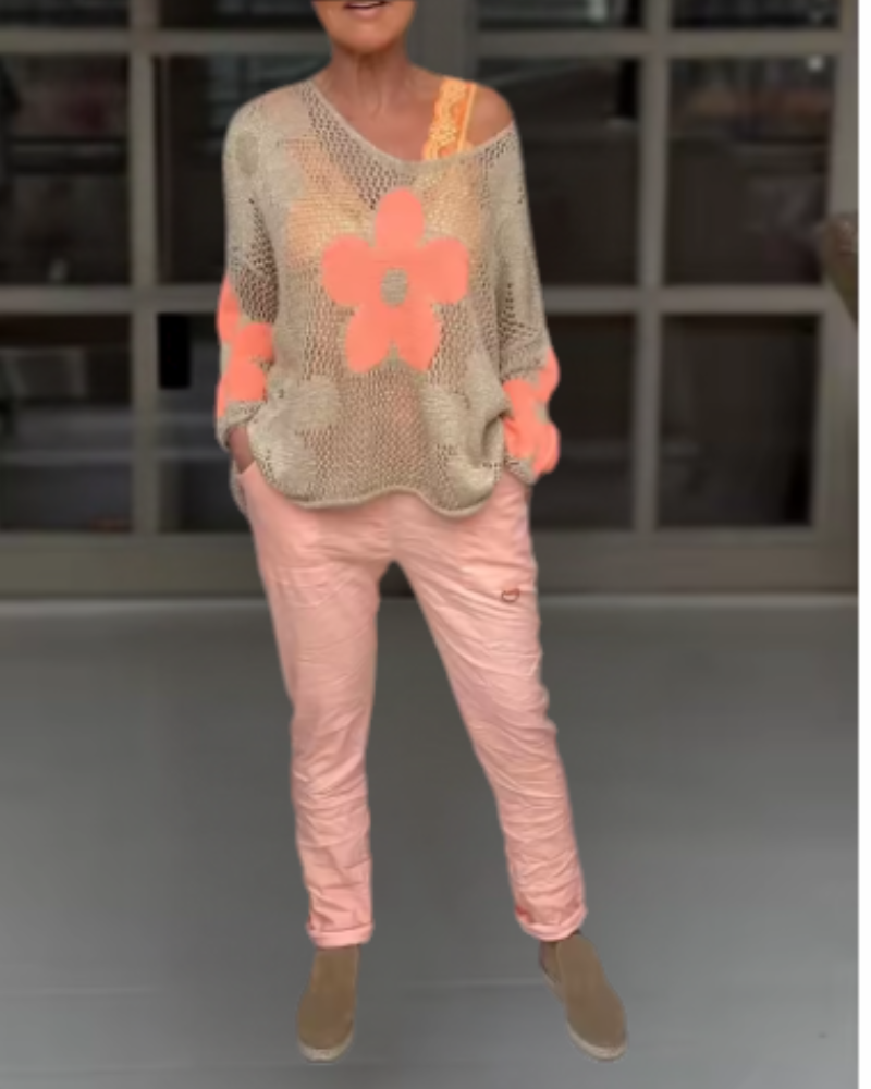 Madova™ | Gebreide top met bloemen