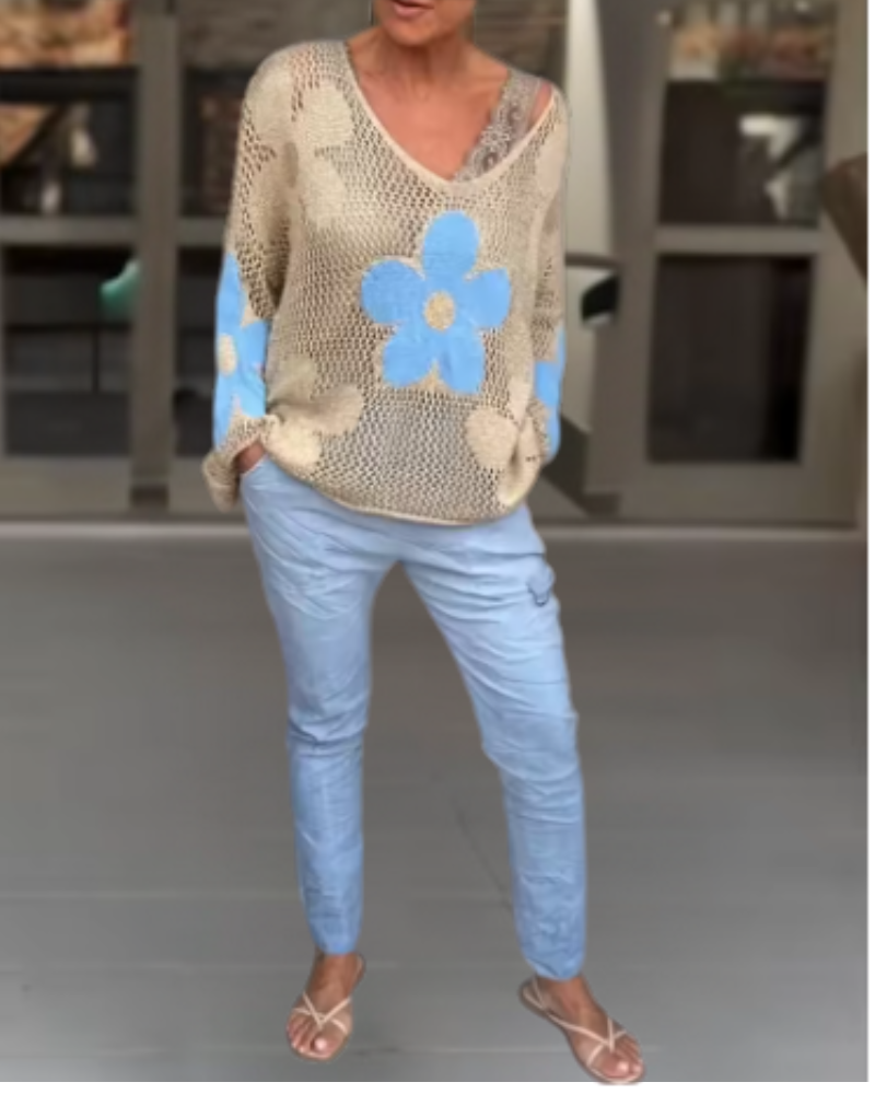 Madova™ | Gebreide top met bloemen