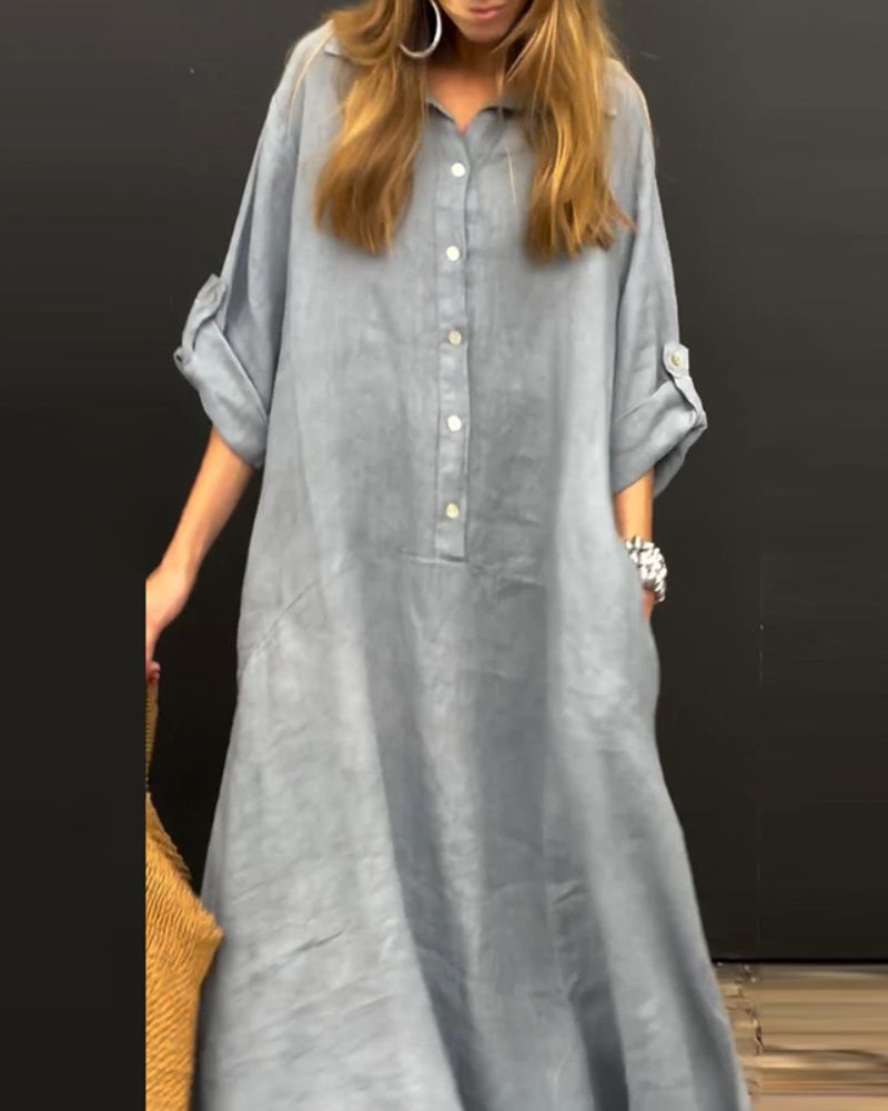 Elanu™ | Katoen en linnen mix jurk