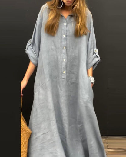 Elanu™ | Katoen en linnen mix jurk