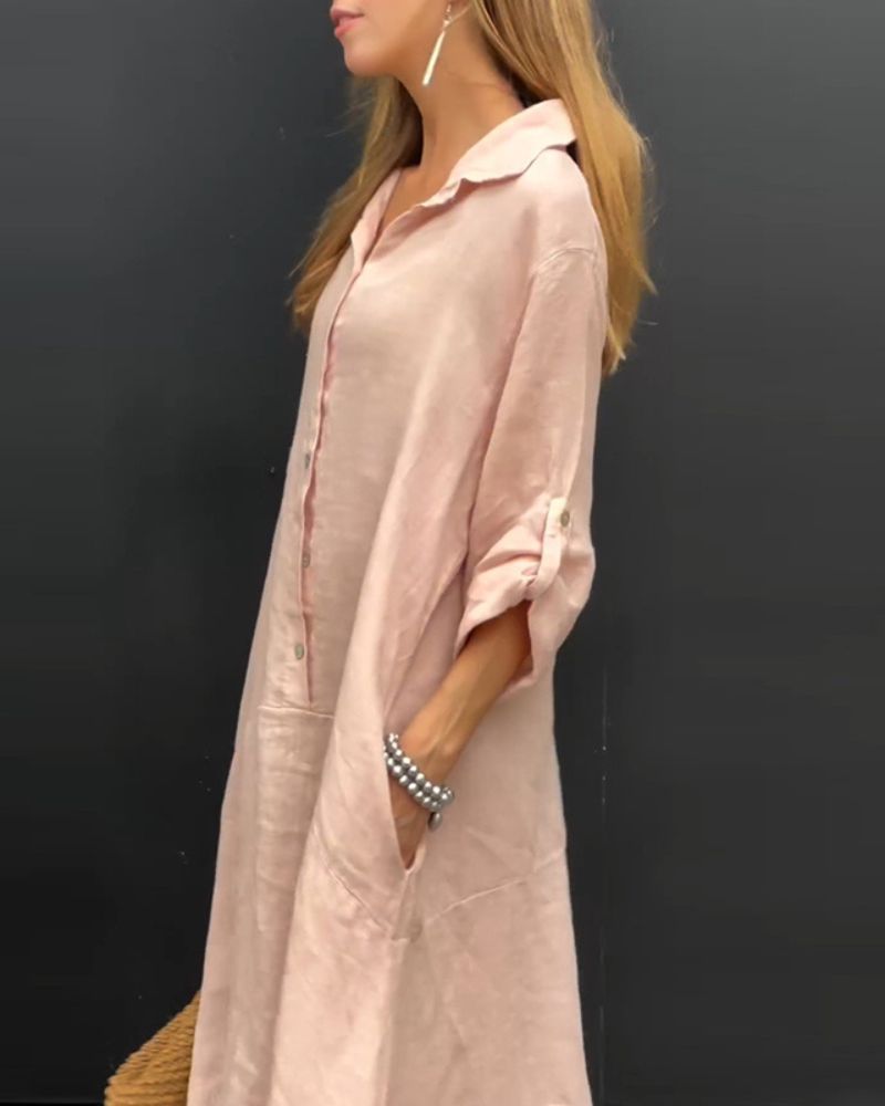 Elanu™ | Katoen en linnen mix jurk