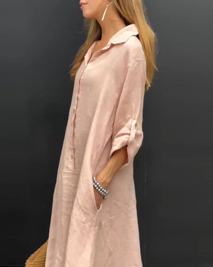 Elanu™ | Katoen en linnen mix jurk