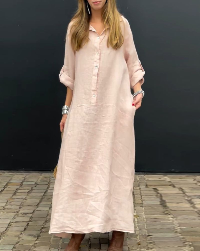 Elanu™ | Katoen en linnen mix jurk