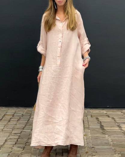 Elanu™ | Katoen en linnen mix jurk