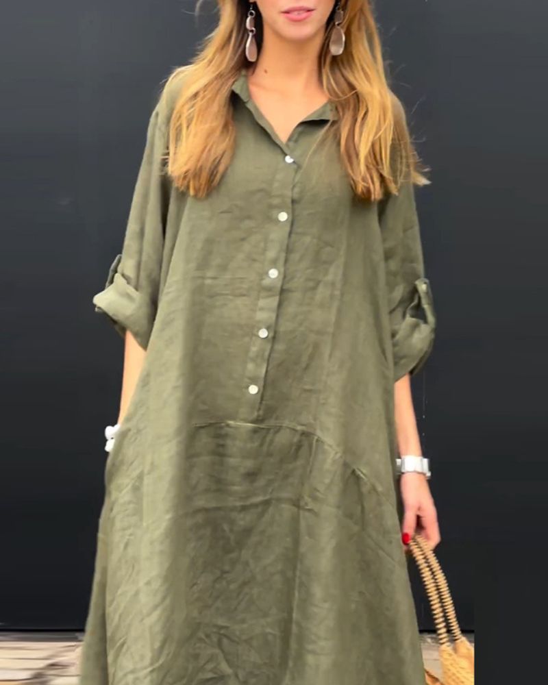 Elanu™ | Katoen en linnen mix jurk