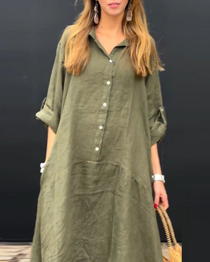 Elanu™ | Katoen en linnen mix jurk