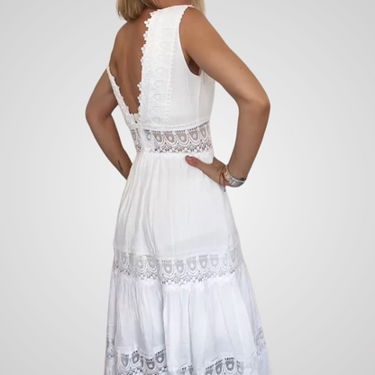 Cleo™ | Witte zomerjurk met details