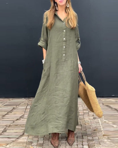 Elanu™ | Katoen en linnen mix jurk