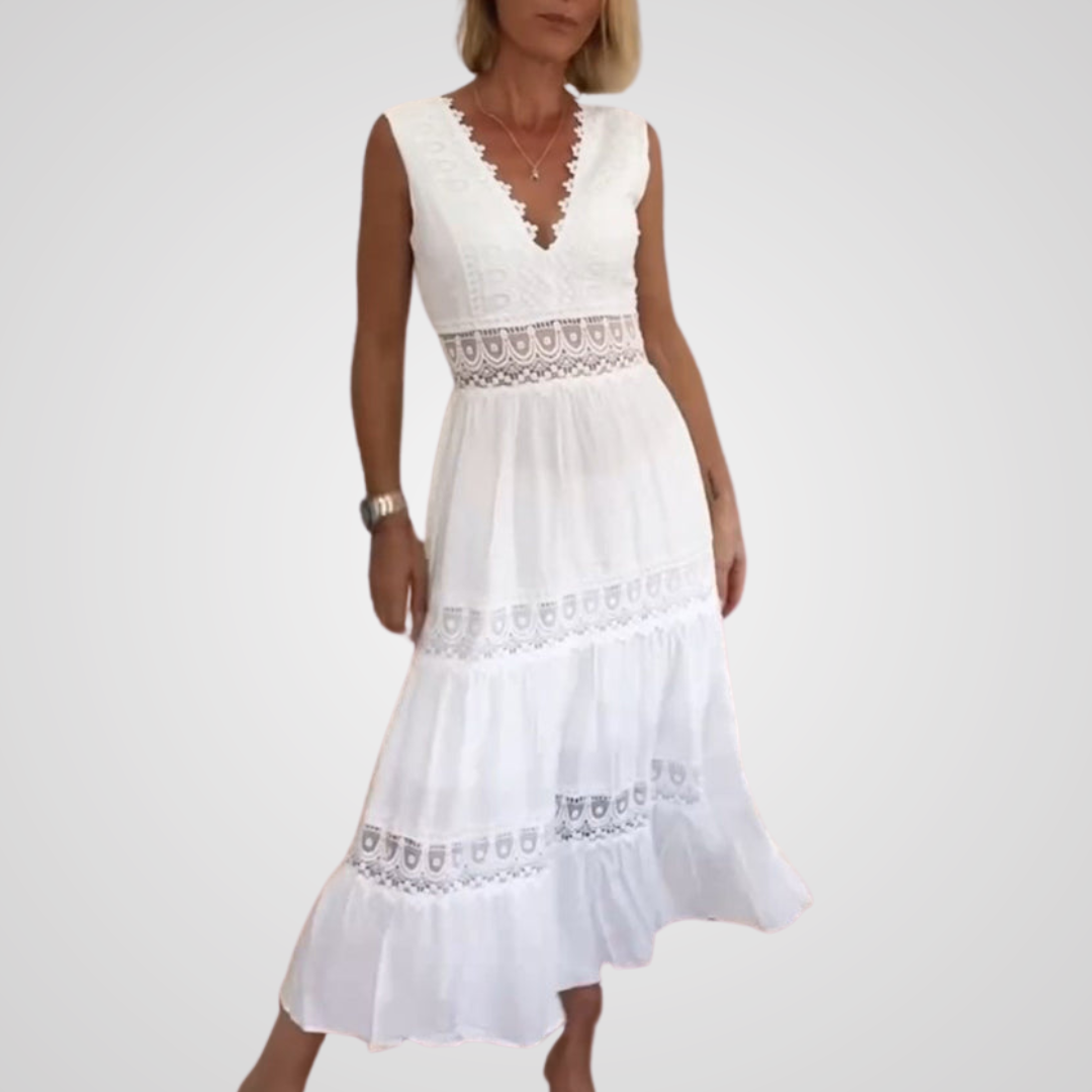 Cleo™ | Witte zomerjurk met details