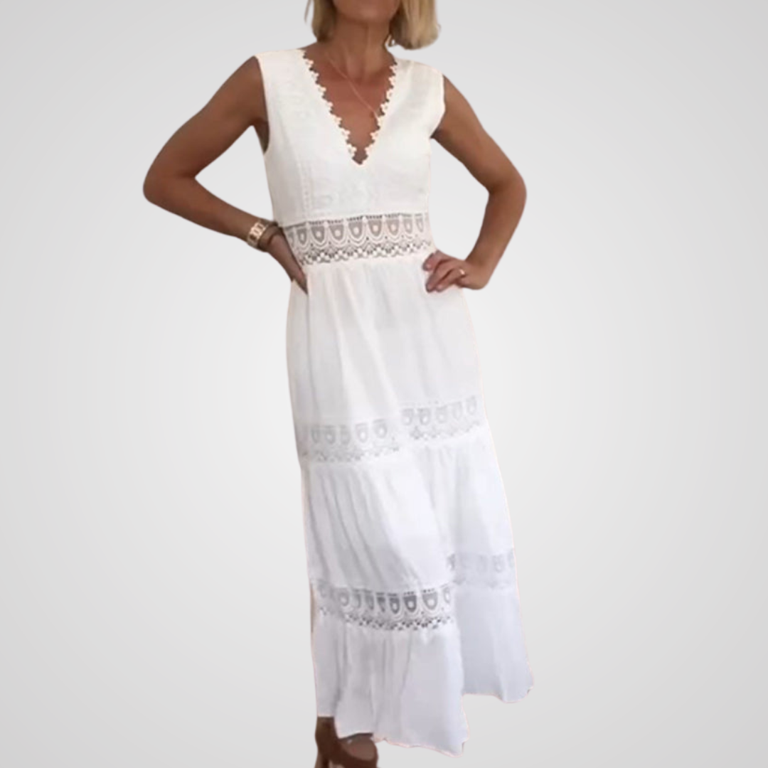 Cleo™ | Witte zomerjurk met details