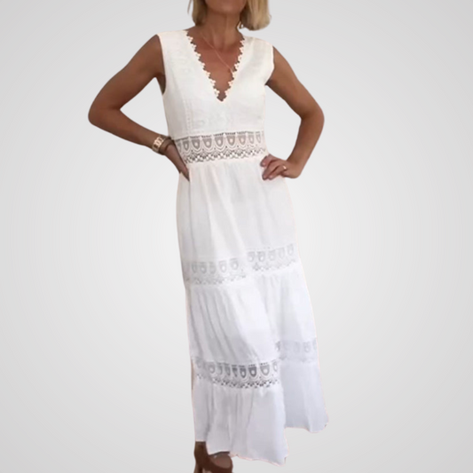 Cleo™ | Witte zomerjurk met details