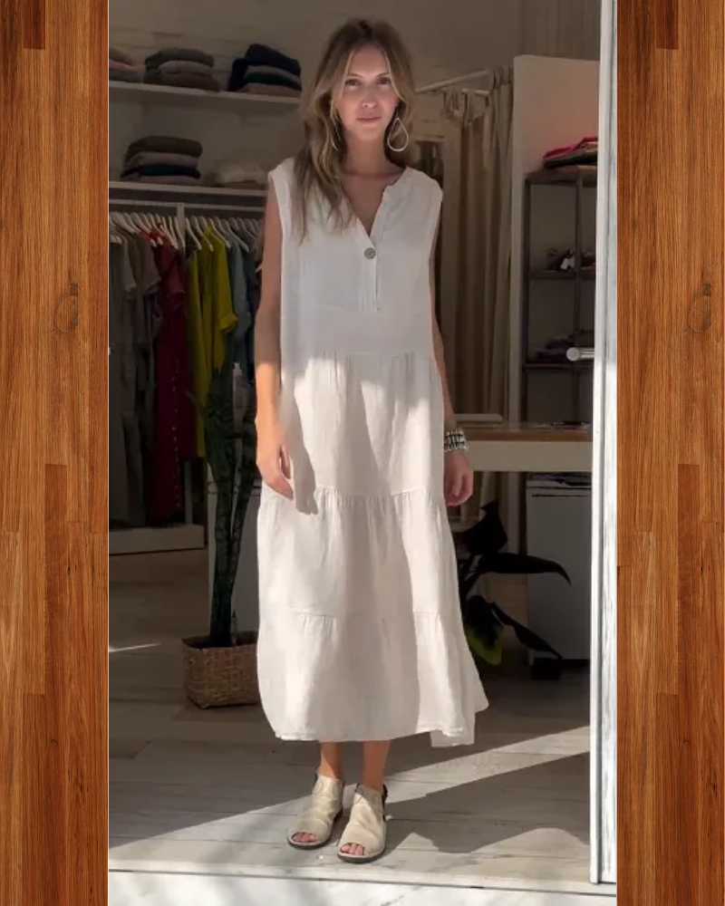 Aromea™ | Casual mouwloze linnen jurk