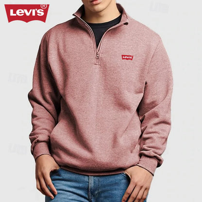 LV™ Heren Zip Polo Pullover Sweatshirt
