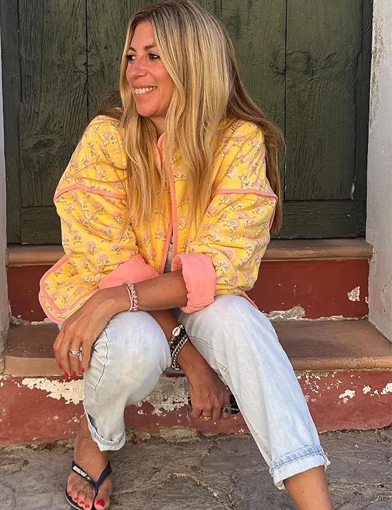 Simone™ | Jas met patchwork en bloemenprint