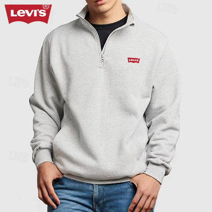 LV™ Heren Zip Polo Pullover Sweatshirt