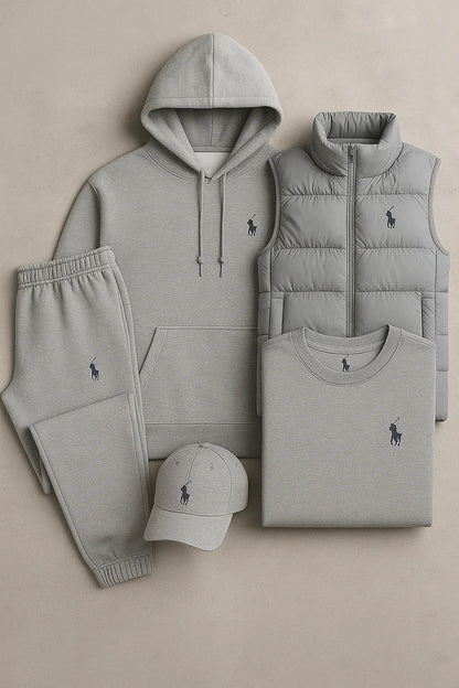 RL™ – Grey Essentials Coordinated Set (Hoodie, Joggers, Vest, T-Shirt)