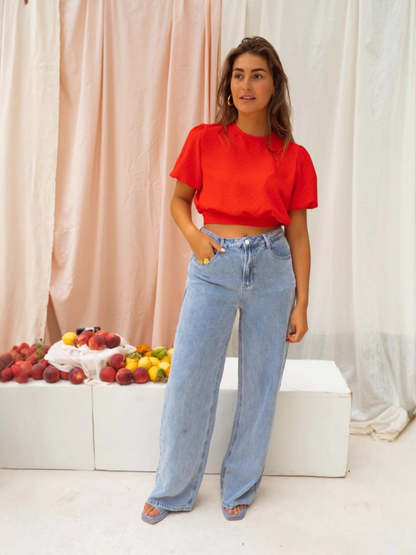 Lorena™ | Cropped blouse met opvallende flair