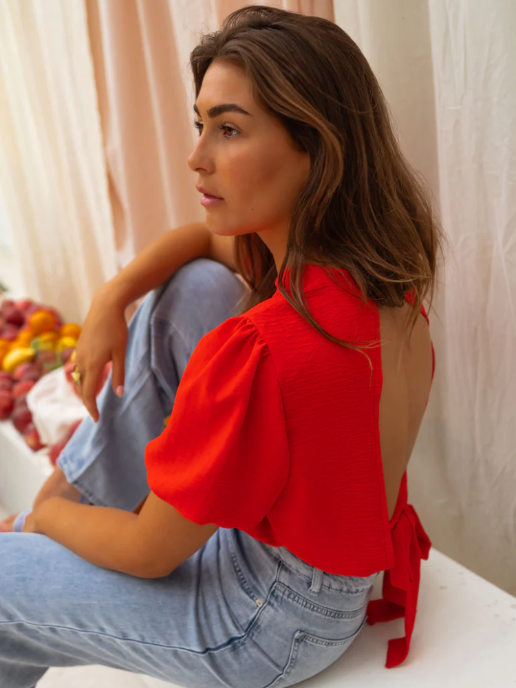 Lorena™ | Cropped blouse met opvallende flair
