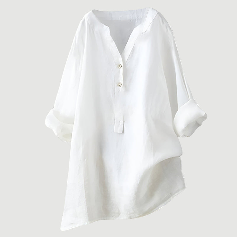 Zarina™ | Comfortabele linnen blouse met opgerolde mouwen