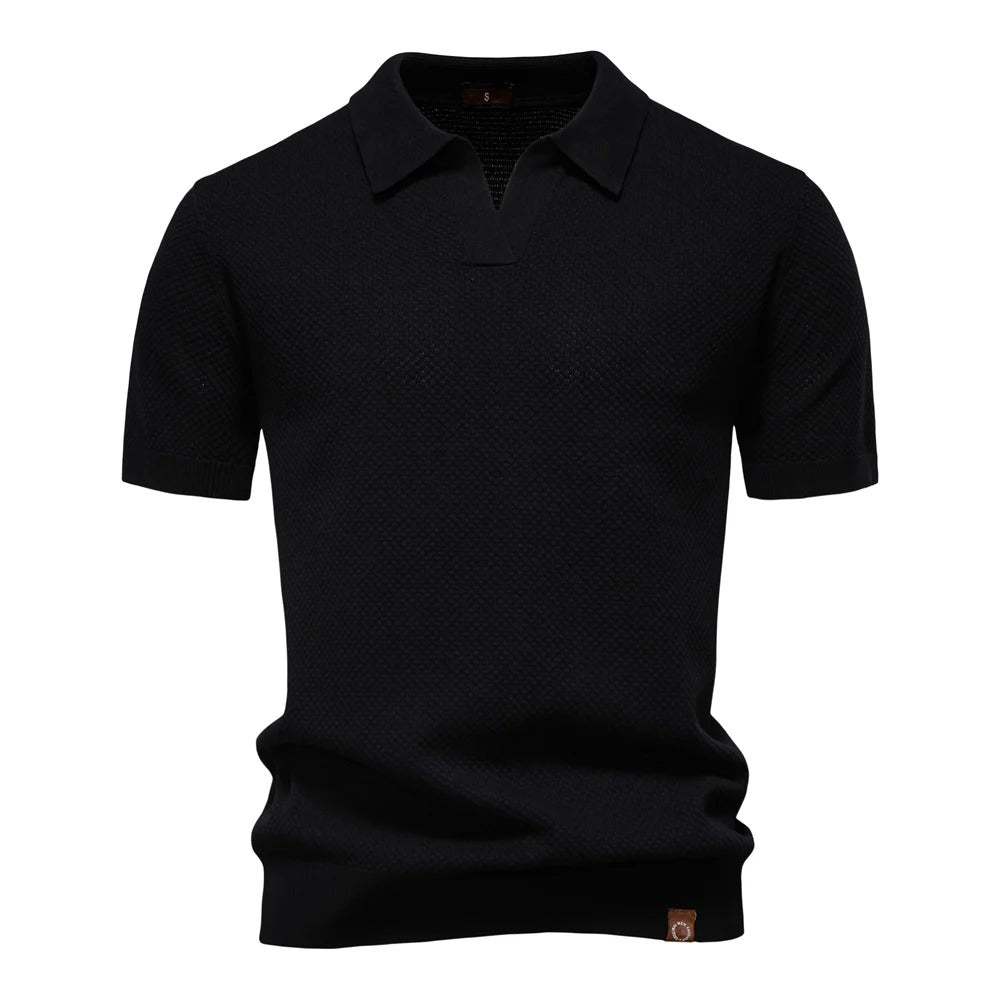Men’s Textured Knit Polo Shirt