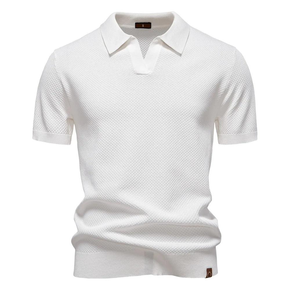 Men’s Textured Knit Polo Shirt